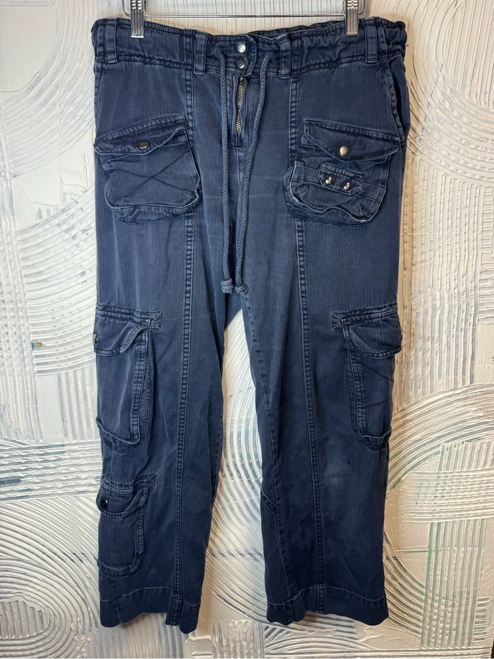 Free People Dark Navy Cargo Drawstring Pants N0807